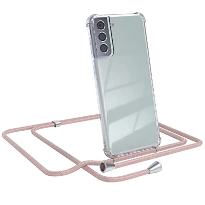 Abbildung von EAZY CASE Handykette kompatibel mit Samsung Galaxy S21 Plus 5G Handyhülle Umhängeband, Handykordel Schutzhülle, Silikonhülle, Hülle, Stylische Kette Hülle für Smartphone, Rosé Gold