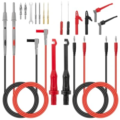 Abbildung von QIMEI SHOP Multimeter Messleitungen Kit mit Krokodilklemmen Testsonde Prüfhaken 1/2/4 mm Prüfsonden Austauschbare Messspitzen für Digital Elektrische Messkabel 19 Stück