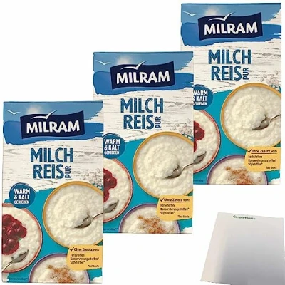Abbildung von Milram Milchreis pur warum und kalt zu genießen 3er Pack (3x1kg Packung) + usy Block