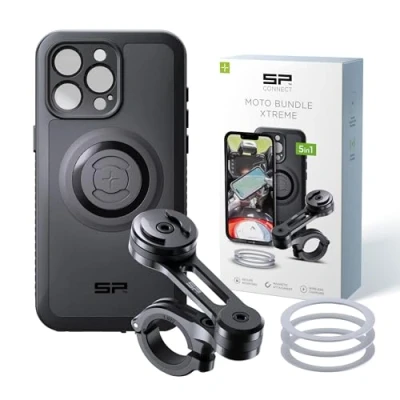 Abbildung von SP CONNECT Moto Bundle Xtreme SPC+ kompatibel mit iPhone 15 Pro Max Handyhalter für Motorrad Bike Moped Roller Gadget Halterung Navi