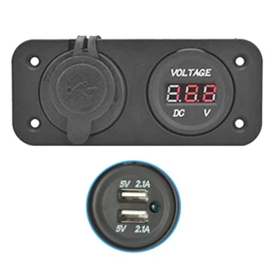 Abbildung von K42CS Dual USB Ladegerät für Auto, Motorrad, Boot &amp; LKW 12V 24V Einbau Steckdose mit Schalter 2X 5V/2.1A Schnelllade Anschluss, Wasserdicht, Zigarettenanzünder Adapter Wohnwagen ATV