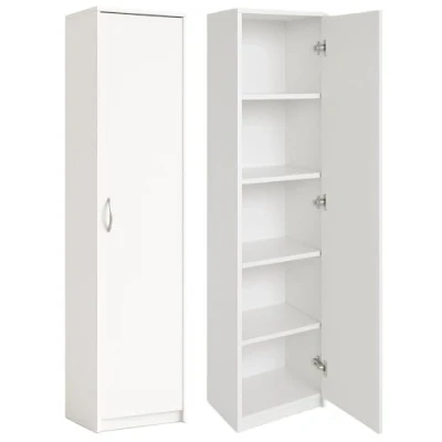 Abbildung von Büroschrank Aktenschrank Kleiderschrank Mehrzweckschrank Büroregal mit 1 Tür und 5 Fächern Universeller Schrank für Büro Zuhause 180x40x35 cm (Weiß)