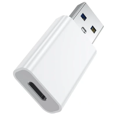 Abbildung von MOSWAG USB A auf C Adapter Doppelseitig 5 Gbit/s, 3.0 Stecker Buchse Schnellladung Kompatibel mit PC, Laptop, Apple Watch, iPhone Plus Pro Max, Autoladegerät 1 Packung
