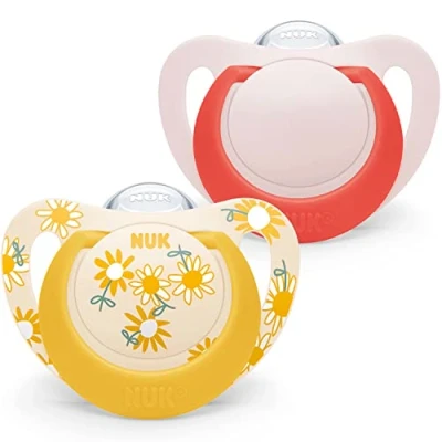 Abbildung von NUK Star Babyschnuller BPA freie Silikonschnuller 618 Monate Yellow Flowers 2 Stück