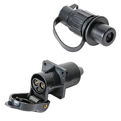 Abbildung von TAEUYYM Stecker 3 polig und Steckdose Polig, 12V Traktor Steckdose, Din 9680 Wasserdicht Anhänger Für LKW RV Kfz Wohnwagen Traktor(4 Mount Punkte)