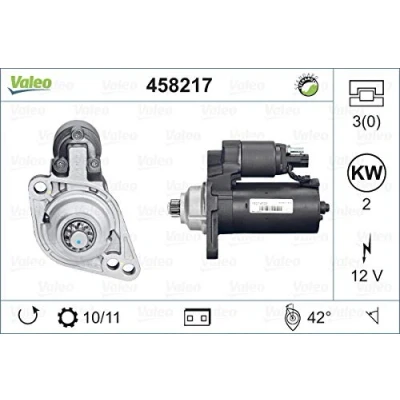 Abbildung von VALEO REMANUFACTURED PREMIUM 458217 Anlasser 12 2 VOLKSWAGEN: Golf 5 Schrägheck, Transporter Kastenwagen, Bus, SKODA: Octavia Combi