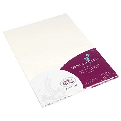 Abbildung von G. Lalo G.Lalo 48700L 1 Pack Vélin Papier aus Baumwolle (20 Bögen, DIN A4, 21 x 29,7 cm, 125 g, säurefrei, gerade Kante) creme