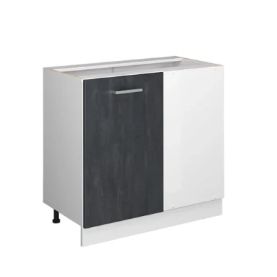 Abbildung von Vicco Eckschrank R Line, Schwarz Beton/Weiß, 86 cm ohne Arbeitsplatte