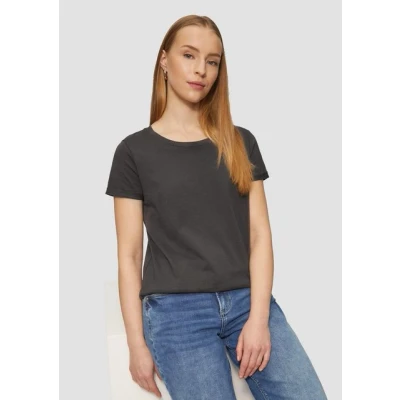 Abbildung von QS MIT Rundhalsausschnitt Tshirt basic, Damen, Größe: Small, Dunkelgrau