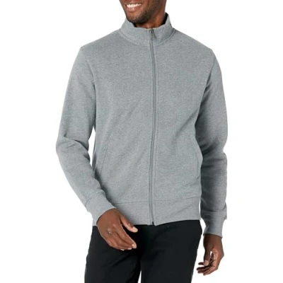 Abbildung von Amazon Essentials Herren Fleece Jacke mit durchgehendem Reißverschluss, Hellgrau Meliert, L