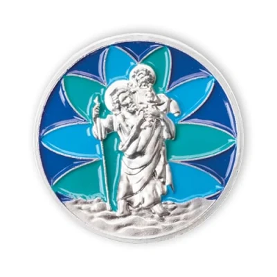Abbildung von Fritz Cox® Automedaille Christophorus &#039;Mosaik&#039; in blau türkis