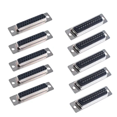 Abbildung von Oiyagai 10 Stück DB25 Löten Typ Buchse D Sub Lötbecher Stecker Adapter Ersatz, Schwarz