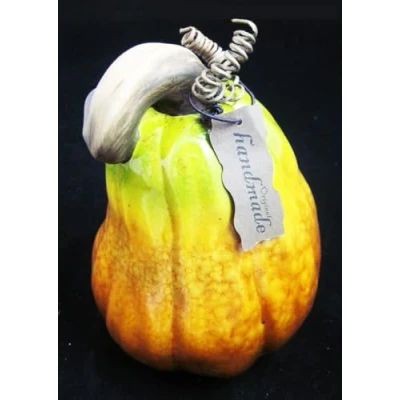 Abbildung von Goldbach Keramik Kürbis Flaschenkürbis Orange/Braun ca. 13 x 19 cm