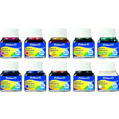 Abbildung von 10 x Pelikan Tusche A farbig sortiert 10ml