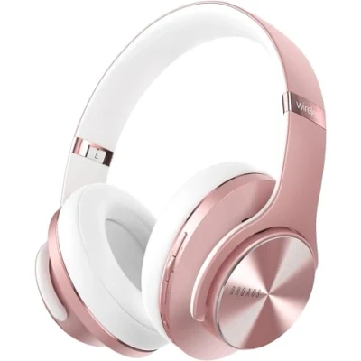 Abbildung von DOQAUS Bluetooth Kopfhörer Over Ear, Bis zu 90 Std Kabellose mit 3 EQ Modi, HiFi Stereo Faltbare Headset Mikrofon, weiche Ohrpolster für iPhone/ipad/Android/Laptops Roségold