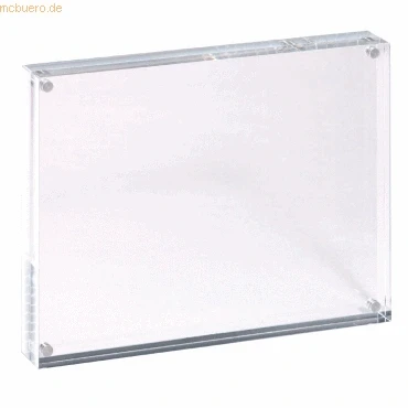 Abbildung von Maul Bilderrahmen MAULstyle aus Acryl 11,5 x 9 2,4 cm Doppelseitiger Fotorahmen im Hoch oder Querformat für Fotos, Collage und Bilder breiter Rahmen festen Stand Transpartent