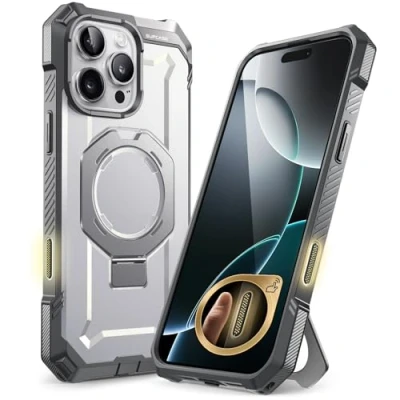 Abbildung von SupCase für iPhone 16 Pro Hülle mit Ständer (Unicorn Beetle Grip), [Kompatibel MagSafe] Slim Schutzhülle Robust Case Magnetische Handyhülle 6.3‘’ 2024 (Weiß)