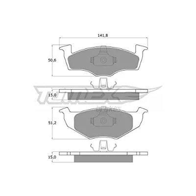 Abbildung von TOMEX brakes TX 10 851 Bremsbelagsatz Vorderachse VOLKSWAGEN: GOLF 3, Polo III Schrägheck, 3 Variant, SEAT: Ibiza 2, Cordoba I Vario, TOLEDO 1