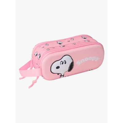 Abbildung von SNOOPY 3D Doppelmäppchen für Kinder, ideal Kinder im Schulalter, bequem und vielseitig, Qualität Widerstandsfähigkeit, 21 x 6 8 cm, hellrosa, M, Casual