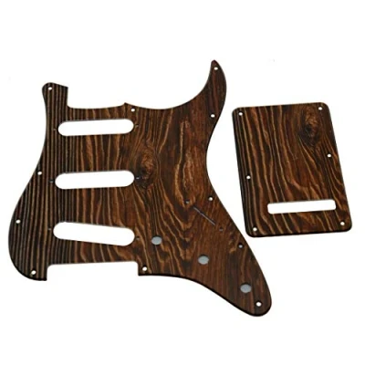 Abbildung von KAISH 11 Loch Strat SSS 3D bedruckter Kunststoff Pickguard ST Rückplatte Tremolo Abdeckung passend für USA/Mexican Fender Holz Muster