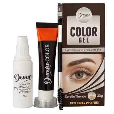Abbildung von Demure Color Gel Augenbrauenfarbe und Wimpernfarbe 30g, Augenbrauen Wimpernfarbstoff Kit mit Keratin Komplex für optimale Festigkeit, Glanz Farbe (3.0 Braun)