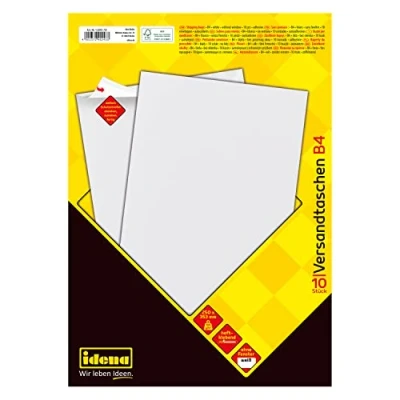 Abbildung von Idena 10243 Versandtasche DIN B4, 100 g/m², haftklebend, ohne Fenster, FSC Mix, weiß, 10 Stück