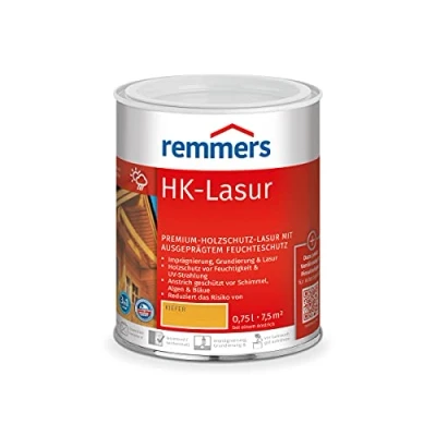 Abbildung von Remmers HK Lasur 3in1 kiefer, 0,75 Liter, Holzlasur aussen, 3n1: Imprägnierung, Grundierung &amp; Lasur, Holzschutz vor Feuchtigkeit UV Strahlung