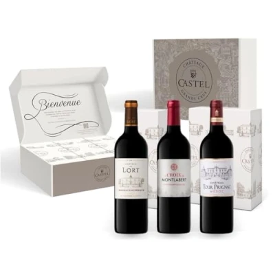 Abbildung von Geschenkset Goldmedaillengewinner Bordeaux Wein Rotwein Trocken : Château du Lort La Croix Montlabert Châteaux Tour Prignac (3 x 0,75 l)