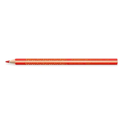 Abbildung von STAEDTLER Buntstift Noris jumbo, rot, erhöhte Bruchfestigkeit, Dreikantform, ABS System, attraktive Sternchenprägung, kindgerecht nach EN71, Made in Germany, 12 rote Buntstifte, 1284 2