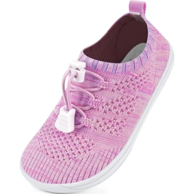 Abbildung von IceUnicorn Barfußschuhe Kinder Breite Zehenbox Knit Jungen Mädchen Hausschuhe Minimal Kleinkind Walking Schuhe Minimalistische Atmungsaktiv(Hellrosa, 28EU Weit)