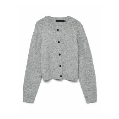Abbildung von Vero Moda Vmnovah Oneck Button NOOS Strickjacke, Damen, Größe: XS, Medium grey melange