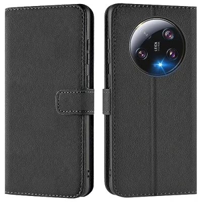 Abbildung von Verco Handyhülle für Xiaomi 13 Ultra Hülle, Bookcase Tasche Flipcover 5G Case [Kartenfächer/Aufstellfunktion], Schwarz