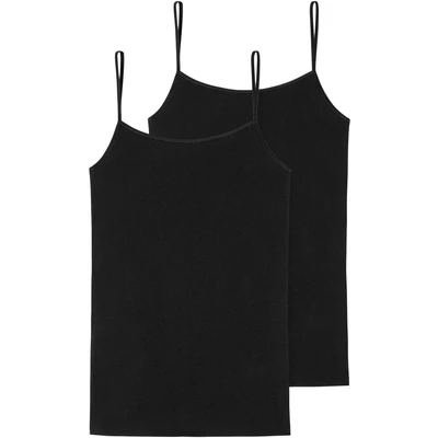 Abbildung von Schiesser 2PACK Spaghetti TOPS Organic Cotton 95/5 Unterhemd/shirt, Damen, Größe: 46, Black