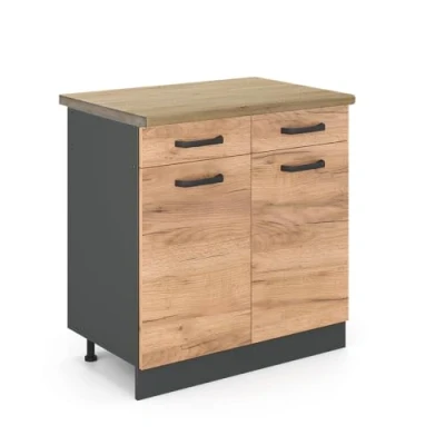 Abbildung von Vicco Küchenunterschrank R Line, Goldkraft Eiche/Anthrazit, 80 cm, AP Eiche