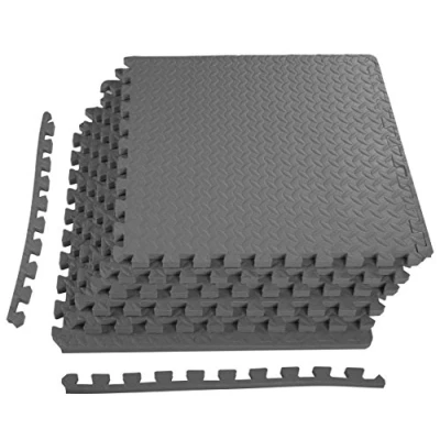 Abbildung von BalanceFrom 3/4 zoll Dicke Puzzle Gymnastikmatte mit EVA Schaum Interlocking Fliesen, Grau