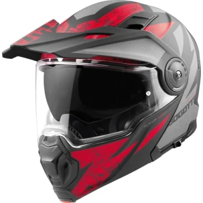 Abbildung von Bogotto FG 102 Safari Fiberglas Klapphelm, schwarz matt/grau/rot, XL