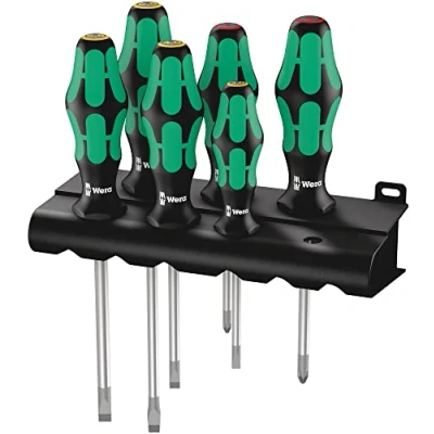 Abbildung von Wera 334/6 Rack Schraubendrehersatz Kraftform Plus Lasertip + Rack, 6 teilig, 05105650001