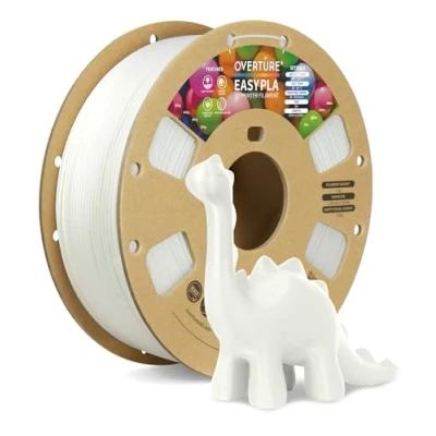 Abbildung von OVERTURE Easy PLA 1.75 mm 3D Druckerfilament, 1kg (2.2 lbs), Verstärkt Zähigkeit PLA, Maßgenauigkeit +/ 0,02 (Easy Weiß)