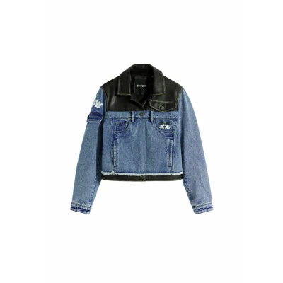 Abbildung von Desigual Waxed MICKEY Jeansjacke, Damen, Größe: Medium, Blue