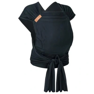 Abbildung von Hoppediz Hop Tye Advanced 4 in 1 Babytrage für Neugeborene ab Geburt Halfbuckle Tragehilfe mit Tuchträgern mitwachsend bis 20 kg Design all black