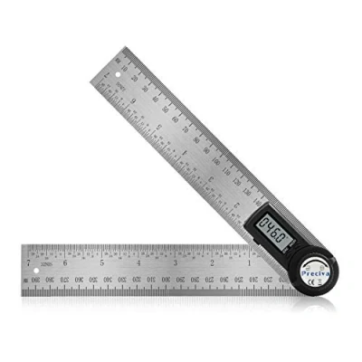 Abbildung von Preciva Winkelmesser, Digital Winkelschmiege mit Feststellfunktion, Messbereich: 000.0 999.9, Lineal aus Edelstahl für Holzarbeiten, Heimarbeit 400 mm/ 14 Zoll