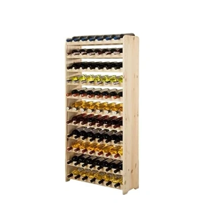 Abbildung von PROREGAL Weinregal PINOTWINE C HxBxT 138,4x72,8x26,5cm 77 Flaschen Massives Kiefernholz Natur unbehandelt Weinhalter Weinständer Flaschenständer Flaschenregal Holzregal