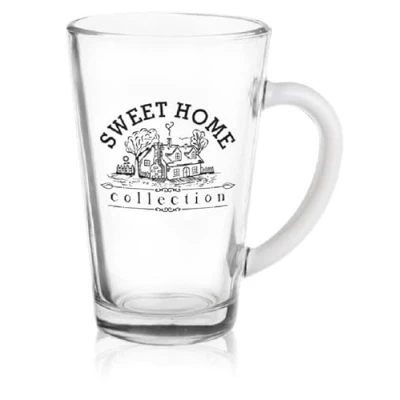 Abbildung von CRISTALICA Glastasse Home Sweet 300ml Teeglas Kaffeetasse Henkel Transparent