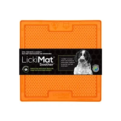 Abbildung von LickiMat Antischlingnapf Soother TRP Schleckmatte für Hunde orange 20 cm, Rubber