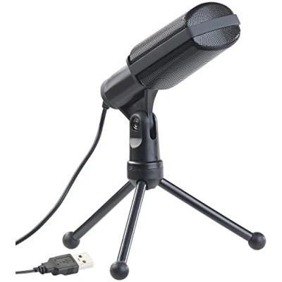 Abbildung von auvisio Kondensatormikrofon: Profi USB Kondensator Mikrofon für Studio Aufnahmen, Mini Stativ (Mic, PC Mikrofon, Laptop Tisch)