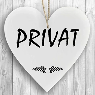 Abbildung von Herzschild Holzherz Holzschild 16 x cm Privat weiß Dekoschild Wandschild Schild Holz Geschenk