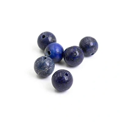 Abbildung von Vintageparts Perlen aus Lapislazuli in blau 8mm 6 Stück zum Schmuck selber basteln
