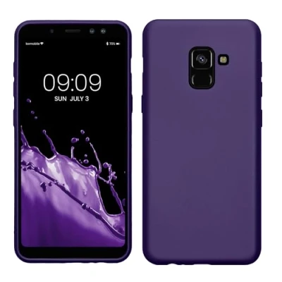 Abbildung von kwmobile Case kompatibel mit Samsung Galaxy A8 (2018) Hülle Schutzhülle aus Silikon metallisch schimmernd Handyhülle Metallic Blauviolett