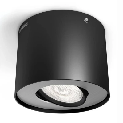 Abbildung von Philips myLiving Phase Decken /Wandspot (4,5 W), dimmbarer LED Spot mit warmweißem Licht, energiesparende Raumbeleuchtung langer Nutzlebensdauer, schwarz