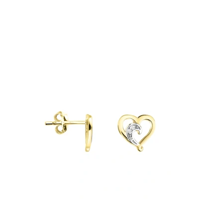 Abbildung von SOFIA MILANI Damen Ohrringe 925 Silber teils vergoldet/golden &amp; mit Zirkonia Steinen Bicolor Herzen Ohrstecker E1698